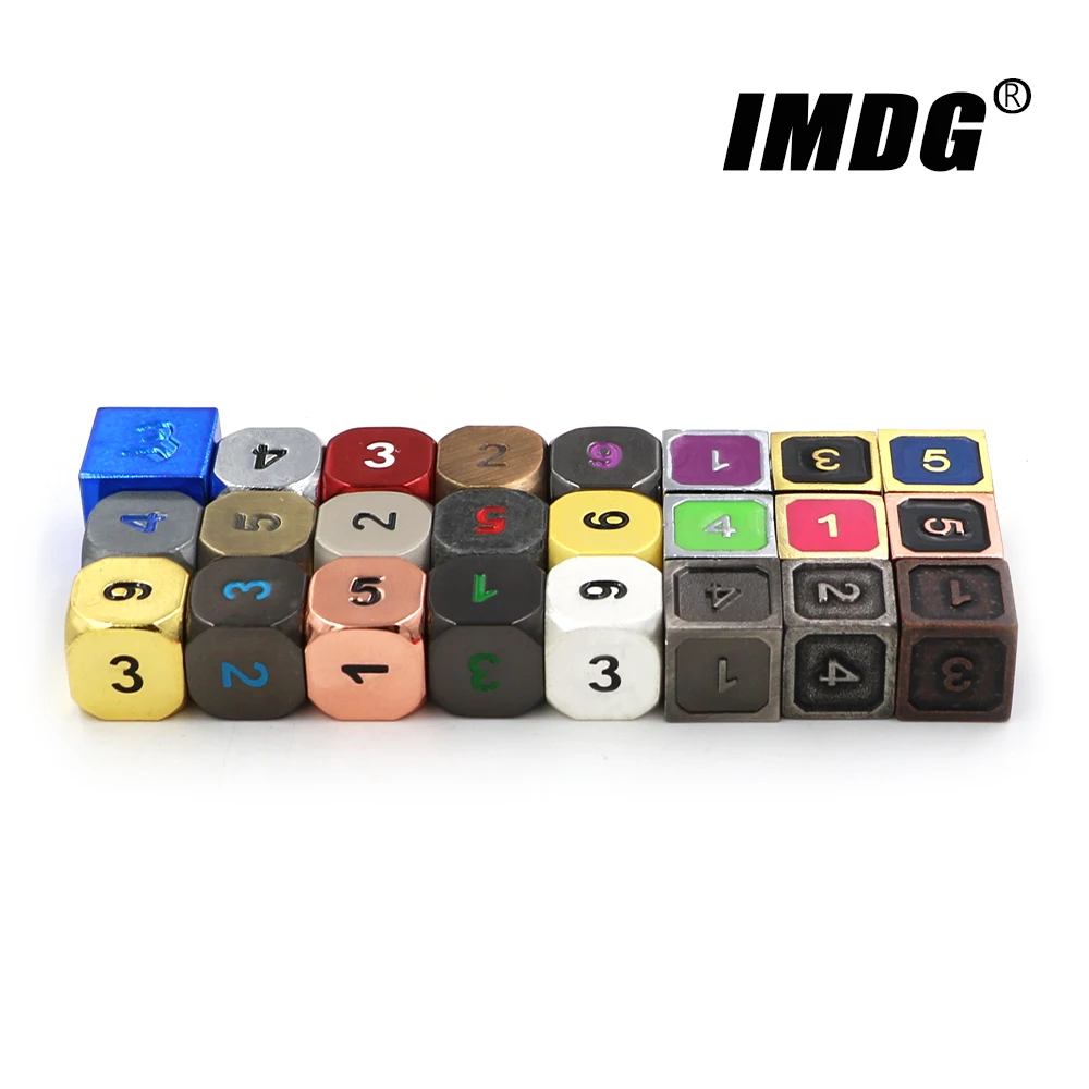 1Pcs Metal Dice D6 Veelvlak Rpg Dobbelstenen 6-Kanten Accessoires Dnd Carving Digitale Spel Dobbelstenen