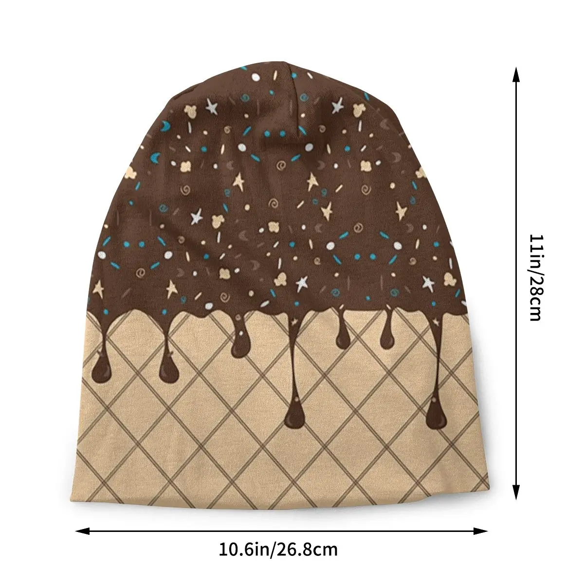 Funny Melting Chocolate Ice Cream Bonnet Homme Fashion Knit Hat For Men Women Warm Winter Beanies Caps