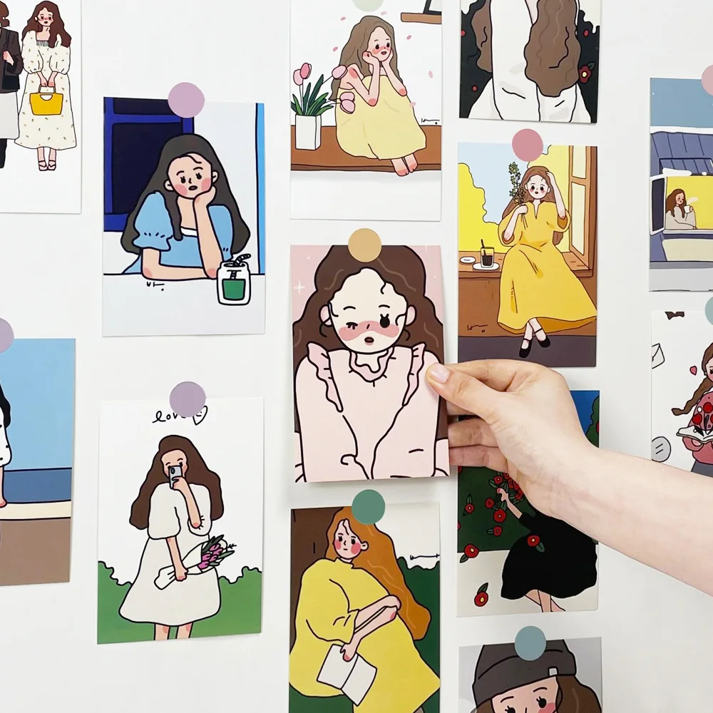 

Girl's Diary 30 Ins Nordic Decorative Cards Wall Decoration Dormitory Photo Frame Painting Wall Stickers Decorative Cards