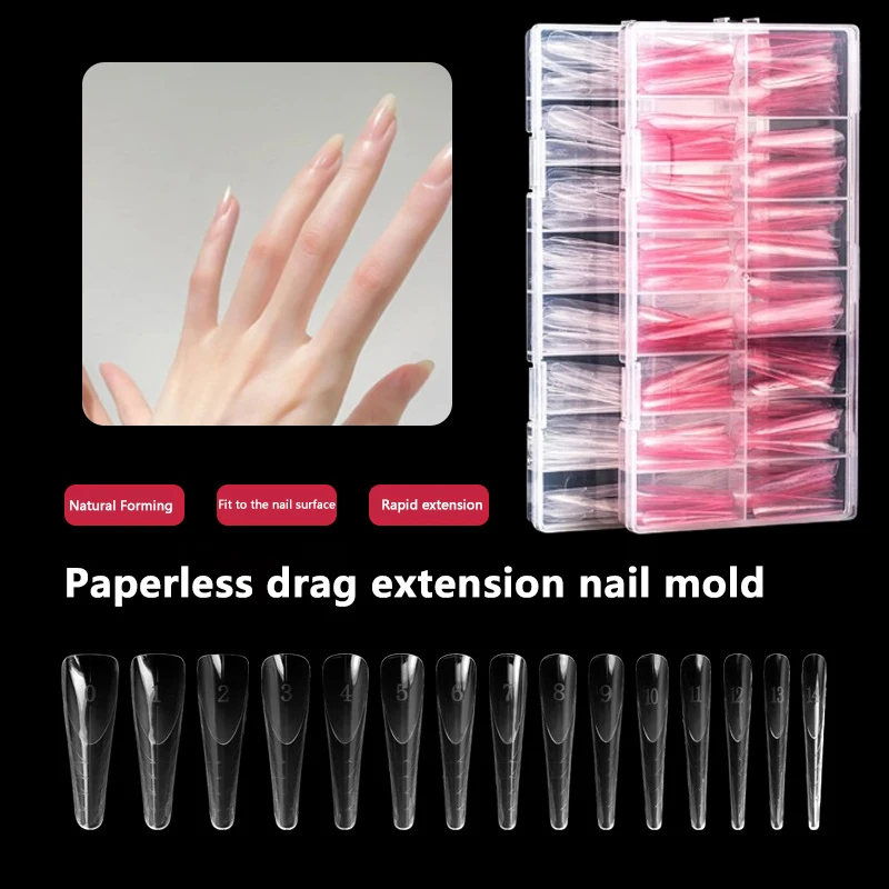 150pcs Full Cover For Extension False Nail Tips Quick Building Mold Acrylic Top Forms French Dual Nail Form With Edges Inside