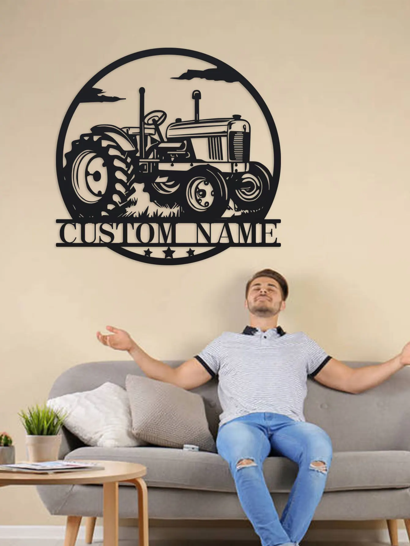 1pc Custom Tractor Wall Art, Personalized Names Tractor Signs, Farmhouse Wall Decor, Metal Tractor Art, Custom Names Wall Decor image 6