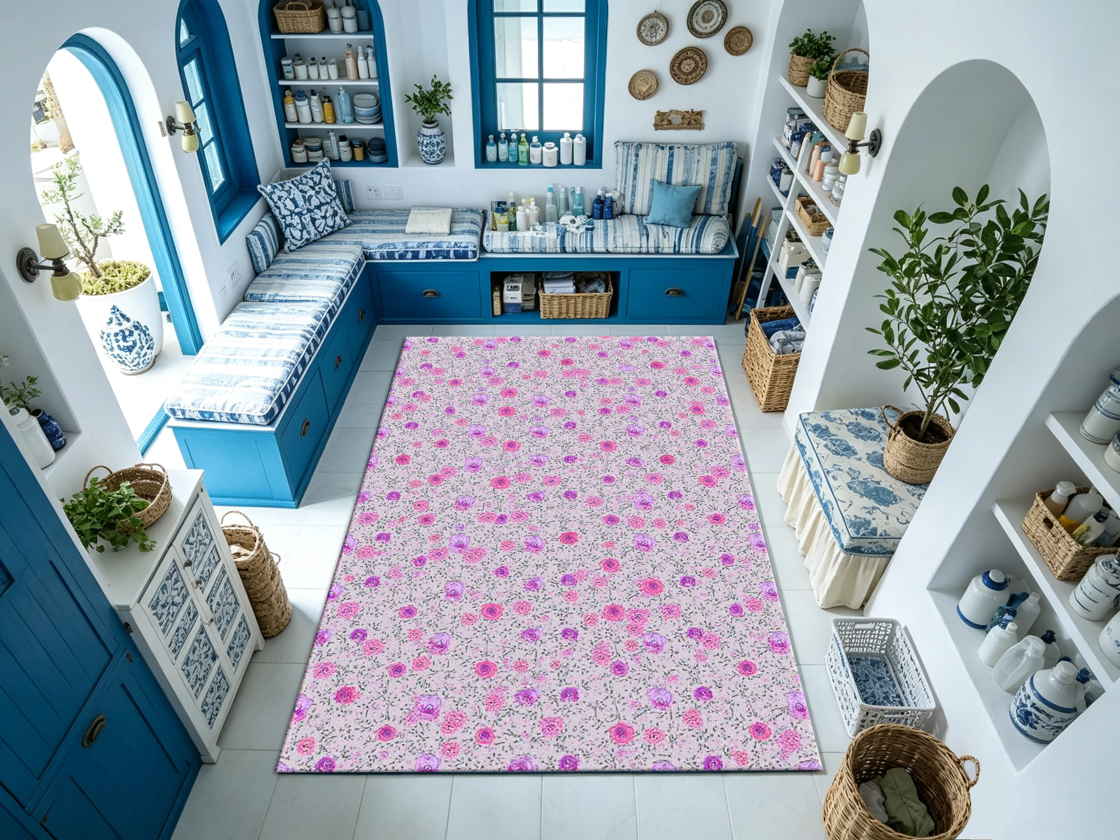 Romantic Purple Rose Flower Carpet Floor Decoration Elegant Home Living Room Bedroom Floor Carpet