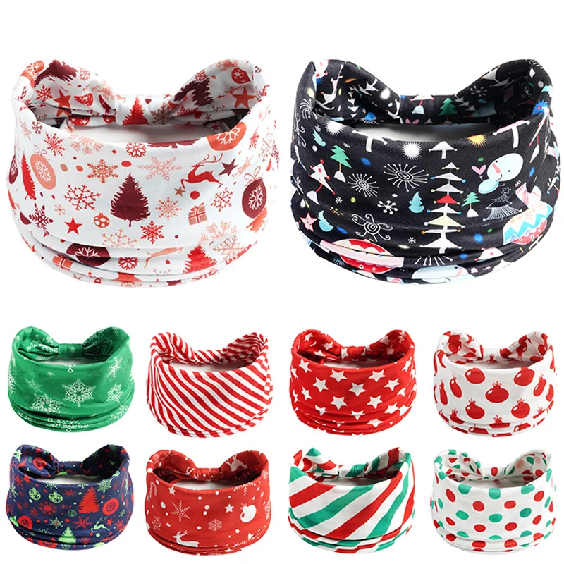 

Christmas Printed Headband Sport Yoga Wide-brimmed Hairband Santa Claus Elk Elastic Hair Band Xmas Hair Accessories Headwear