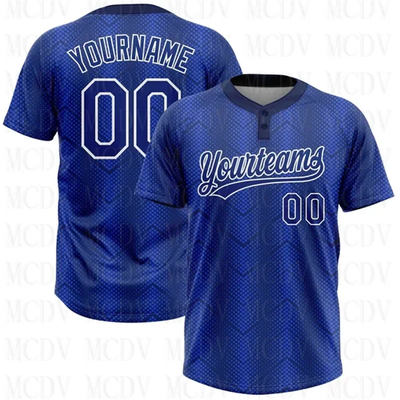 Custom Royal Royal-Navy Two-Button Unisex Softball Jersey  3D Printed Team Name Number Jerseys Sports Wear Adult Youth