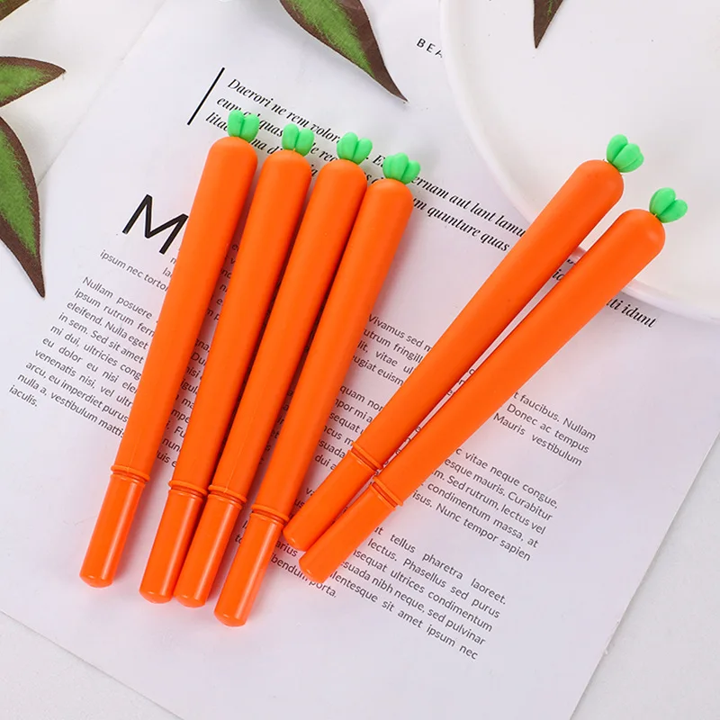 

Wholesale Cute Cartoon Carrot Vegetable Neutral Pen Creative Small Fresh Student Stationery Wholesale Ink Pen Black