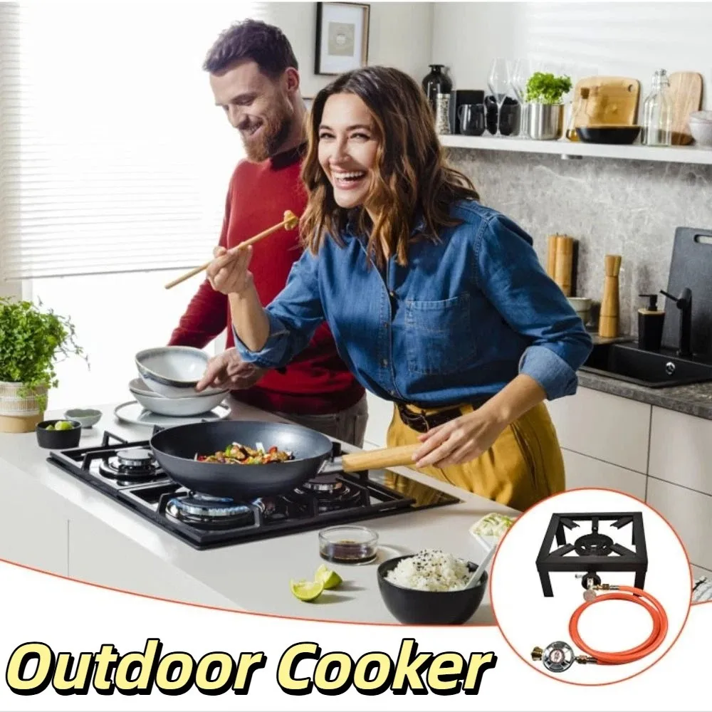 

6000W Gas Boiling Ring Cast Iron Construction Backyard Cookin Cast Iron Burner Adjustable Regulator Iron Frame Outdoor Cooker
