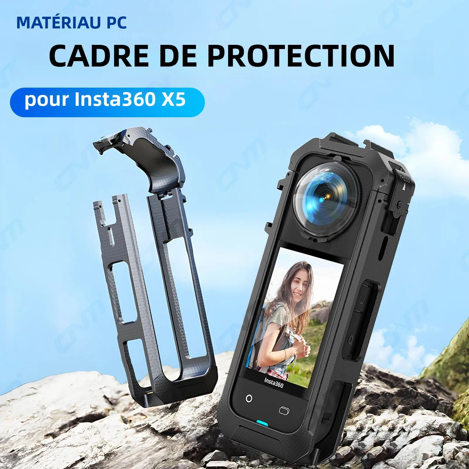Cage de cadre pour Insta360 X5, boîtier de cadre de protection avec support de chaussure froide Compatible pour accessoires Insta 360 X5