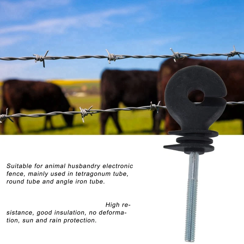 50Pcs Flat Nut Insulators Electric Fence Insulators Threaded Electric Fence Insulation Spiral Insulators For Livestock