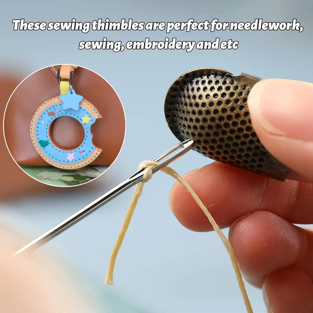 Sewing Thimbles, Adjustable Metal Sewing Thimble Rings, Finger Protectors for Handmade DIY, Bronze Metal Finger Shields
