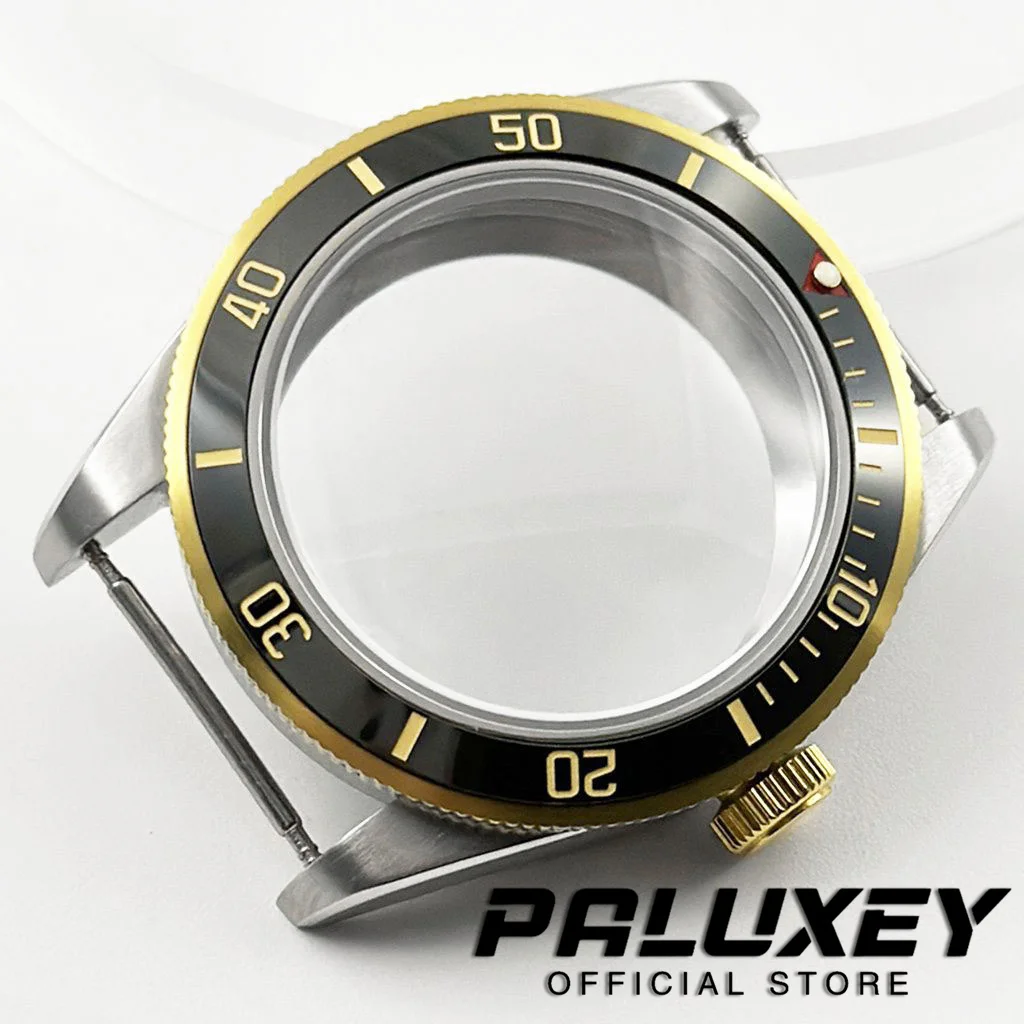 Caja de reloj de oro y plata de 39MM, cristal de zafiro abovedado, caja BB58 de acero inoxidable compatible con movimiento NH34 NH35 NH36 NH38 ETA 2824 PT5000