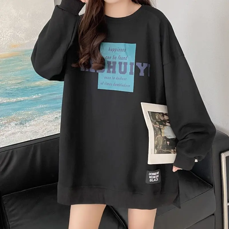 Fashion Printing Letter Hoodies Sweatshirts Spring Autumn New Long Sleeve O-neck Loose Pullovers Top Trend Casual Women Clothing