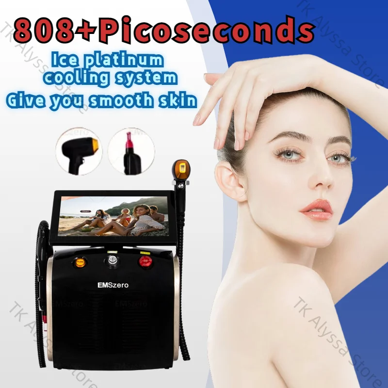

2in1Diode Picosecond Laser Machine 755 808 1064nm Wavelengths Professional Hair Tattoo Removal Permanent Beauty Salon Equipment