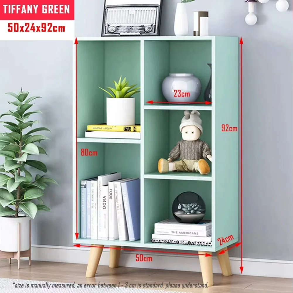 5 Cubes Wooden Bamboo Open Shelf Bookcase 3 Tiers Floor Standing Display Cabinet Rack with Legs Bookshelf
