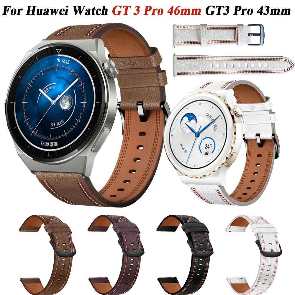 Leather 20 22mm Watch Strap For Huawei Watch GT 3 Pro 46mm Smartwatch Wrist Band Huawei GT3 Pro 43mm GT Runner Bracelet Straps