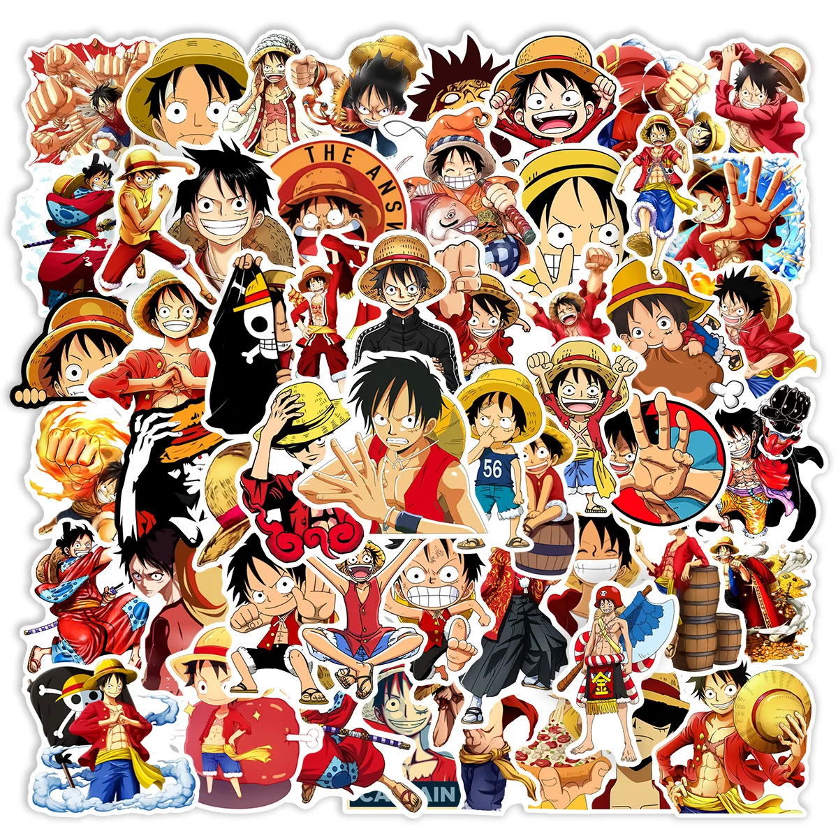 

50/52/56pcs One Piece Series Characters Cartoon Graffiti Stickers Anime Waterproof Phone Laptop Diy Kids Toys Decoration Sticker