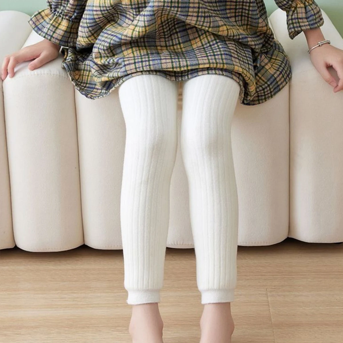 3PCS Toddler Rib Texture Fleece Ankle Pants, High Stretch Non-binding Waist Winter Liner Pants