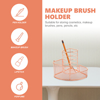 Creative Metal Pen Organizer Brush Container Desktop Storage Cup Rose Gold Makeup Brush Holder Desk Holder