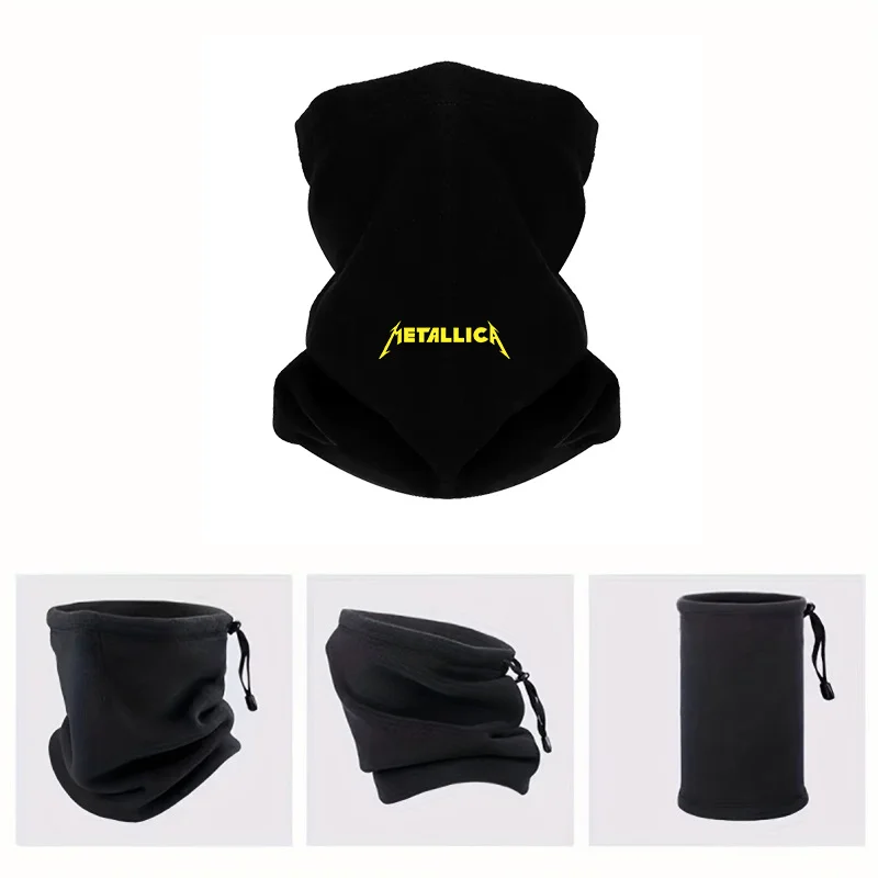 Yellow Metallica on black background Men Windproof Scarf Mask Neck Gaiter Hat Women cap Headgear Outdoor Keep Warm Winter Multif