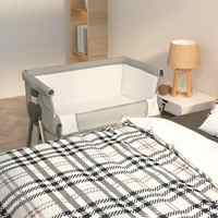 VidaXL baby bed with mattress light gray linen fabric