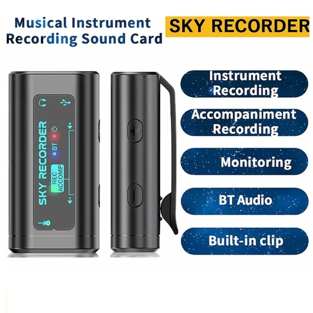 Plug-and-play Internal Recording Sound Card Classic Black Convenient To Carry Recording Sound Card ABS Clip on