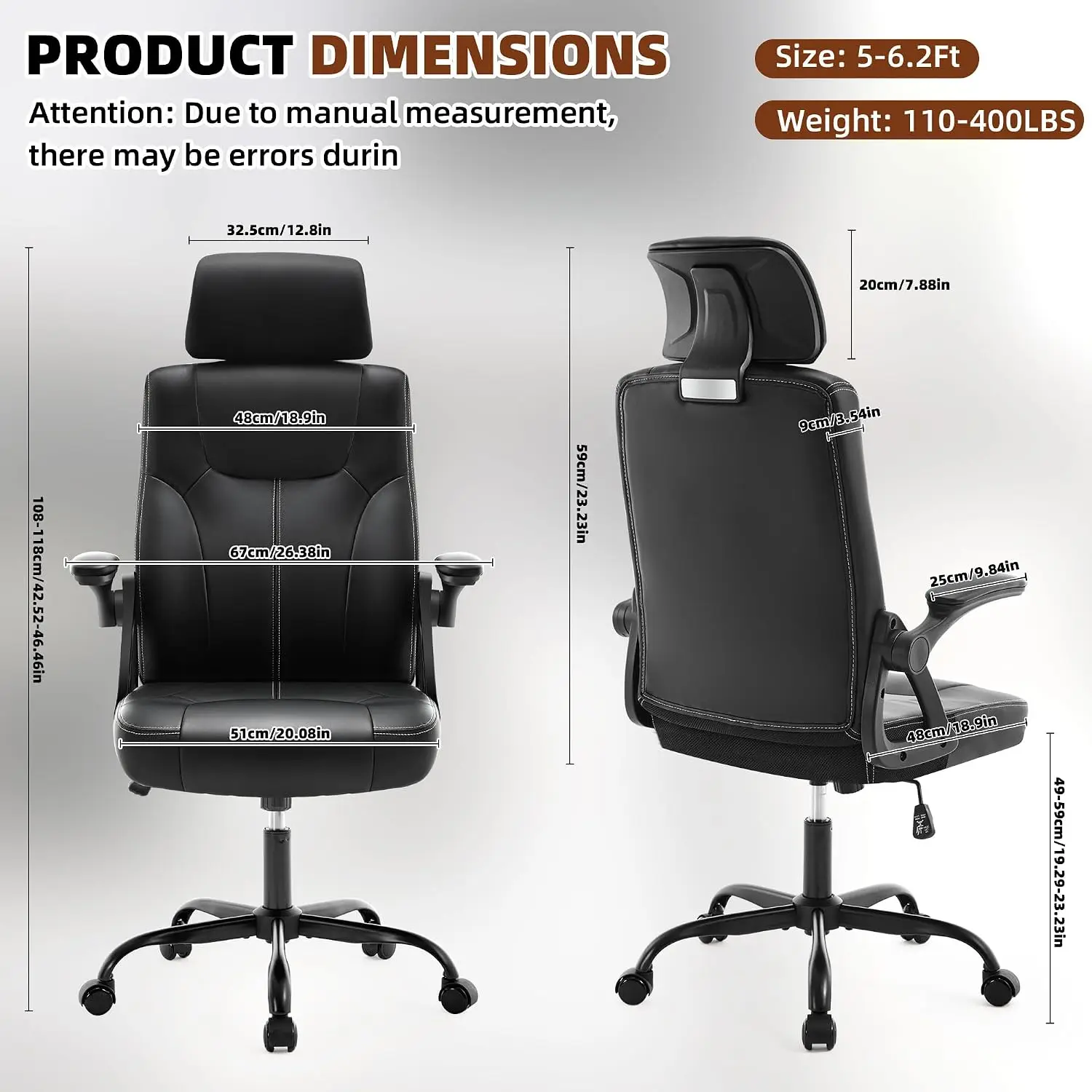 Office Desk Chair, Executive Computer High Back Chair with Headrest