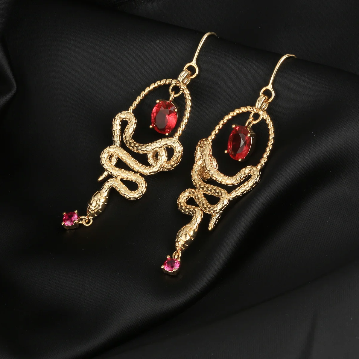 

925 Silver Needle Luxury Mystic Snake Gemstone Drop Earrings, Gothic Vintage Statement Party Jewelry Gift for Women
