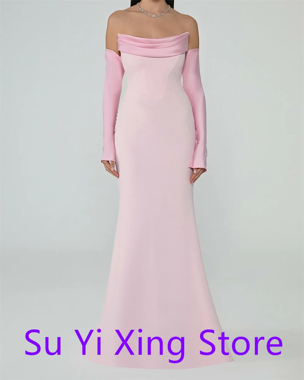 

Customized Elegant Pink Jersey Homecoming Dress Temperament Boat Neck Long Sleeves Vestido De No CustomizedMermaid Zipper Back