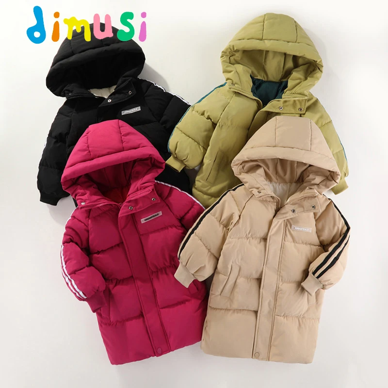 Winter Boy's Long Parka Coats Casual Children Kids Cotton Thicken Warm Hooded Jackets Fashion Girls Thermal Down Jacket 14Y