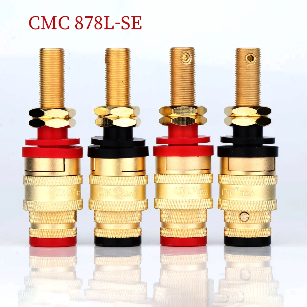 2/4PCS CMC 878L-S Brass with pure copper plated Binding Post Speaker Plug screws locking for hifi amplifier speaker jack sockets