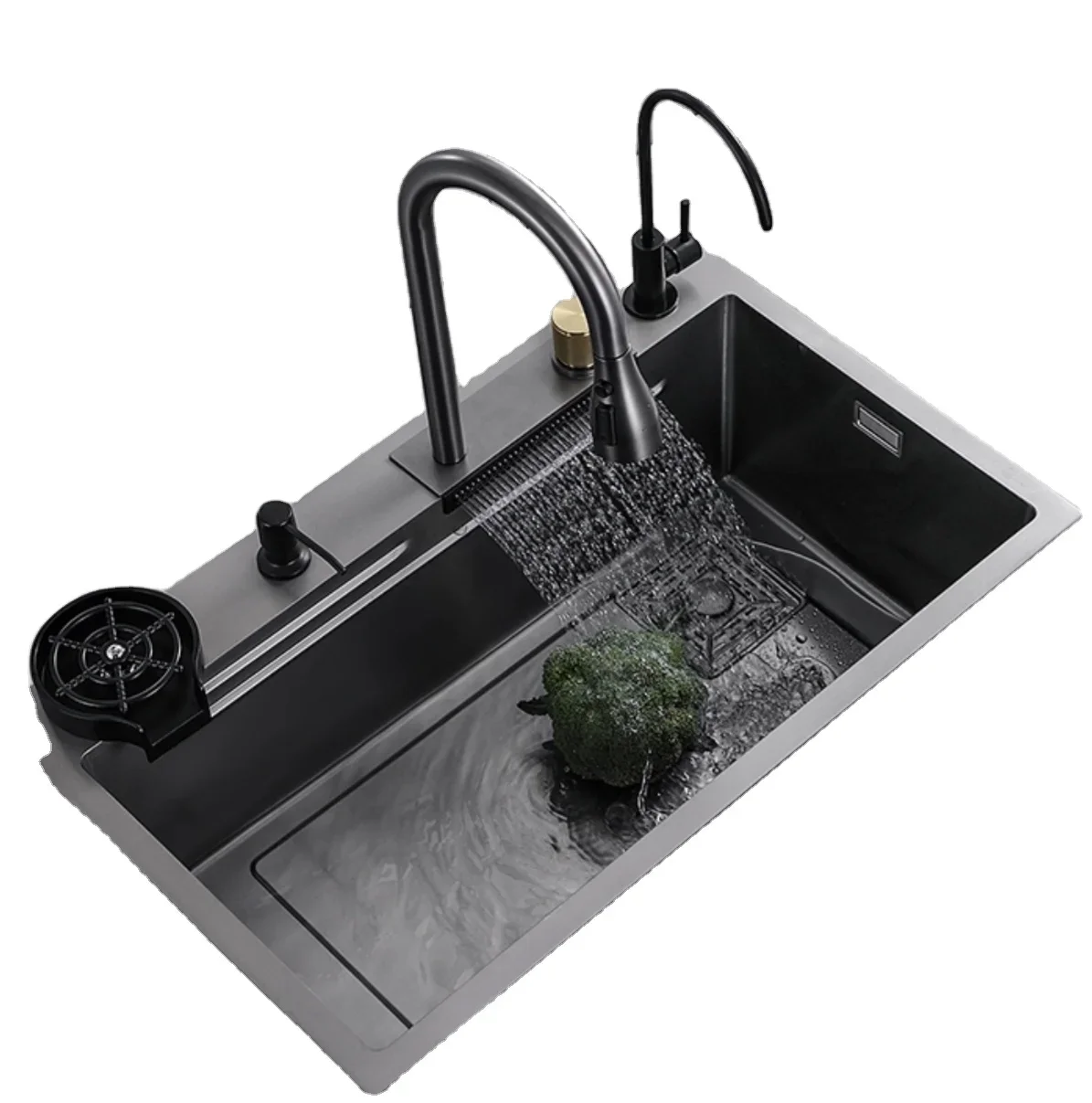 

Kitchen Sink Flying rain Waterfall Sink Household Dishwasher Basin Workstation stainless steel Kitchen Sink with Pull Out tap