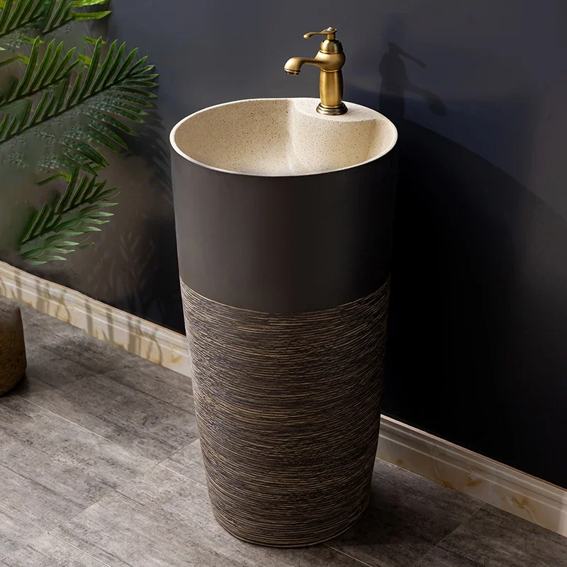 

Home Balcony Column Type Washbasin Ceramic Integrated Pedestal Basin