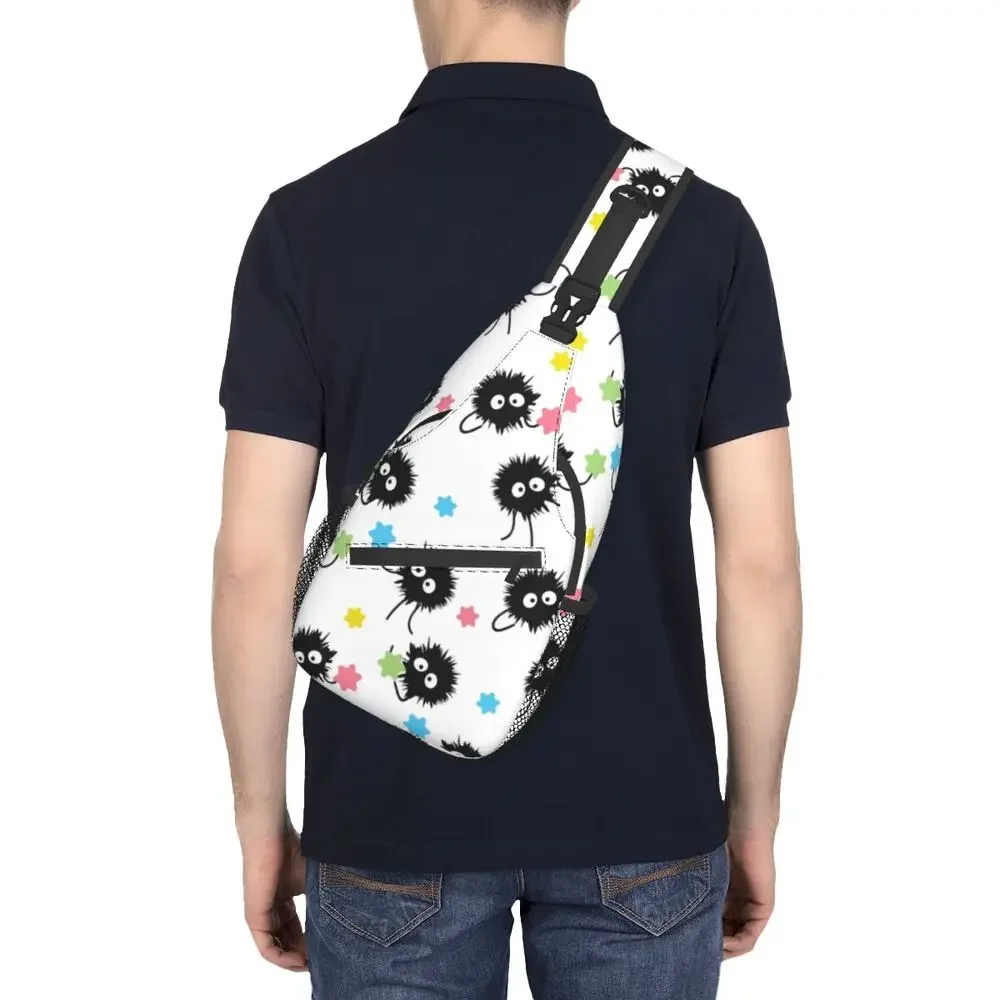 Mochila cruzada de Anime para hombre, bandoleras de hombro, mochila de pecho, mochila de ciclismo, Camping, mochila de día, moda Ghibli