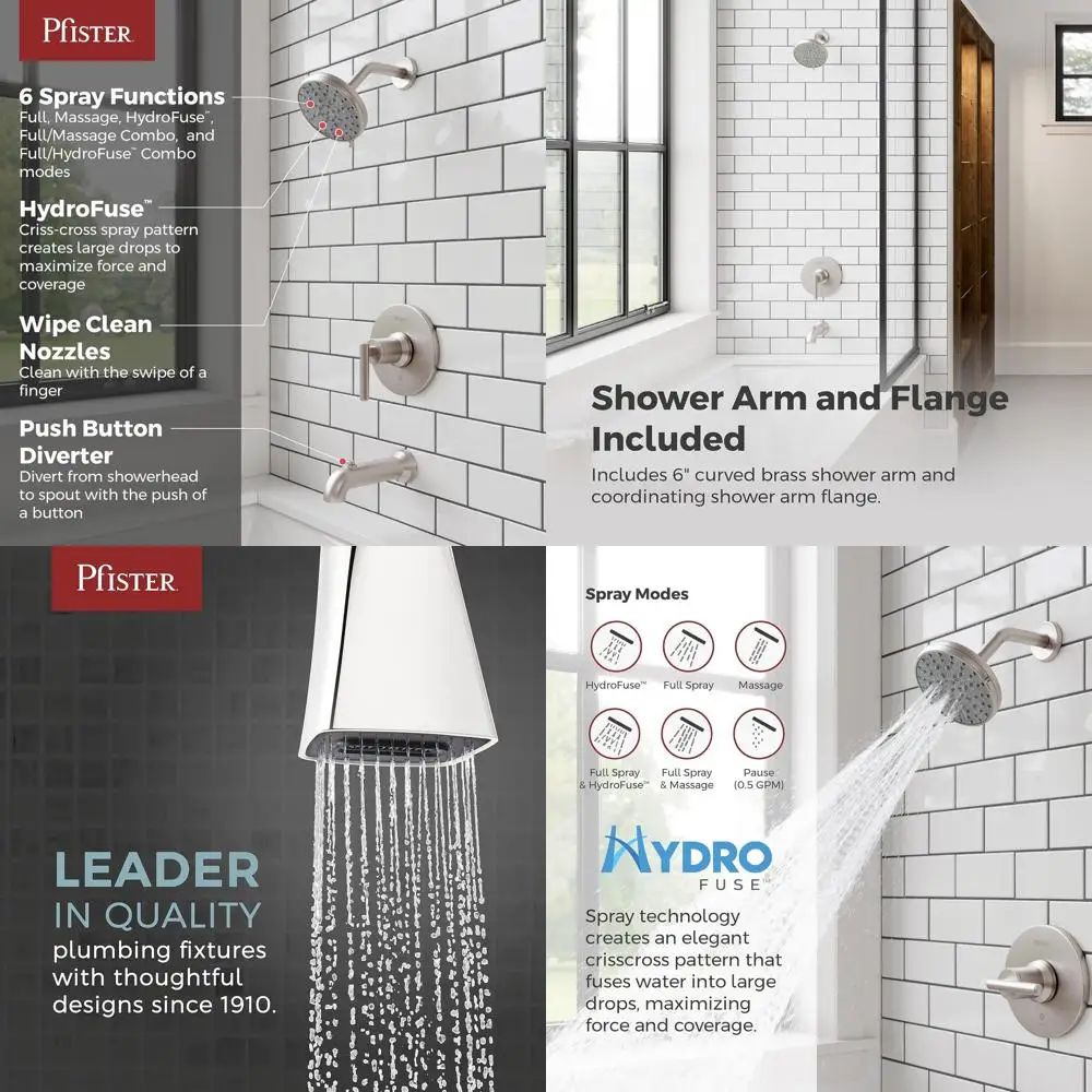 

Single Handle Multi-Function Shower Trim Kit with Cartridge, Spot Resist, Brushed Nickel, Water-Efficient
