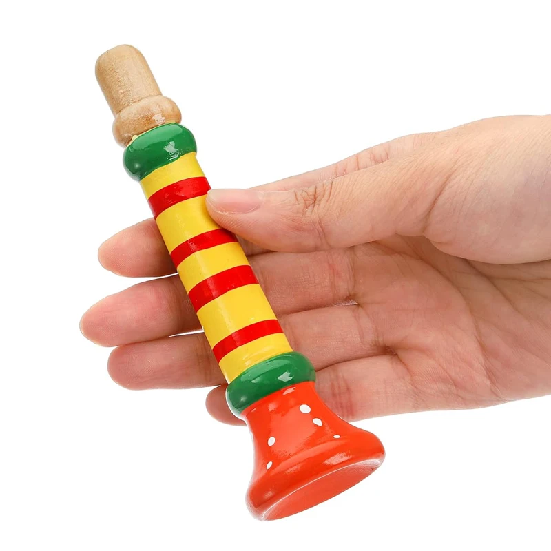 2PCS Small Trumpet Wooden Horn Toy Educational Musical Instrument Gifts Kids Boys Girls Stocking Stuffers Party Favors