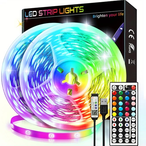 USB 블루투스 리모컨 RGB LED 스트립 조명, 유연한 리본 테이프 다이오드, 가정용 방 장식, TV 백라이트, DC5V, 5 m, 10 m, 20m 