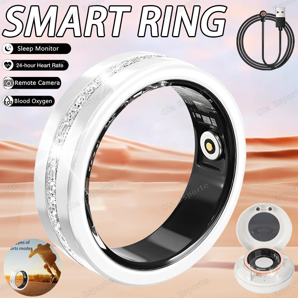 Diamond Fashion Vrouwen Smart Ring Met Doos IP68 Waterdichte Dame ring Hartslag Gezondheid Monitor Sport Stappenteller Fitness Ringen Nieuw
