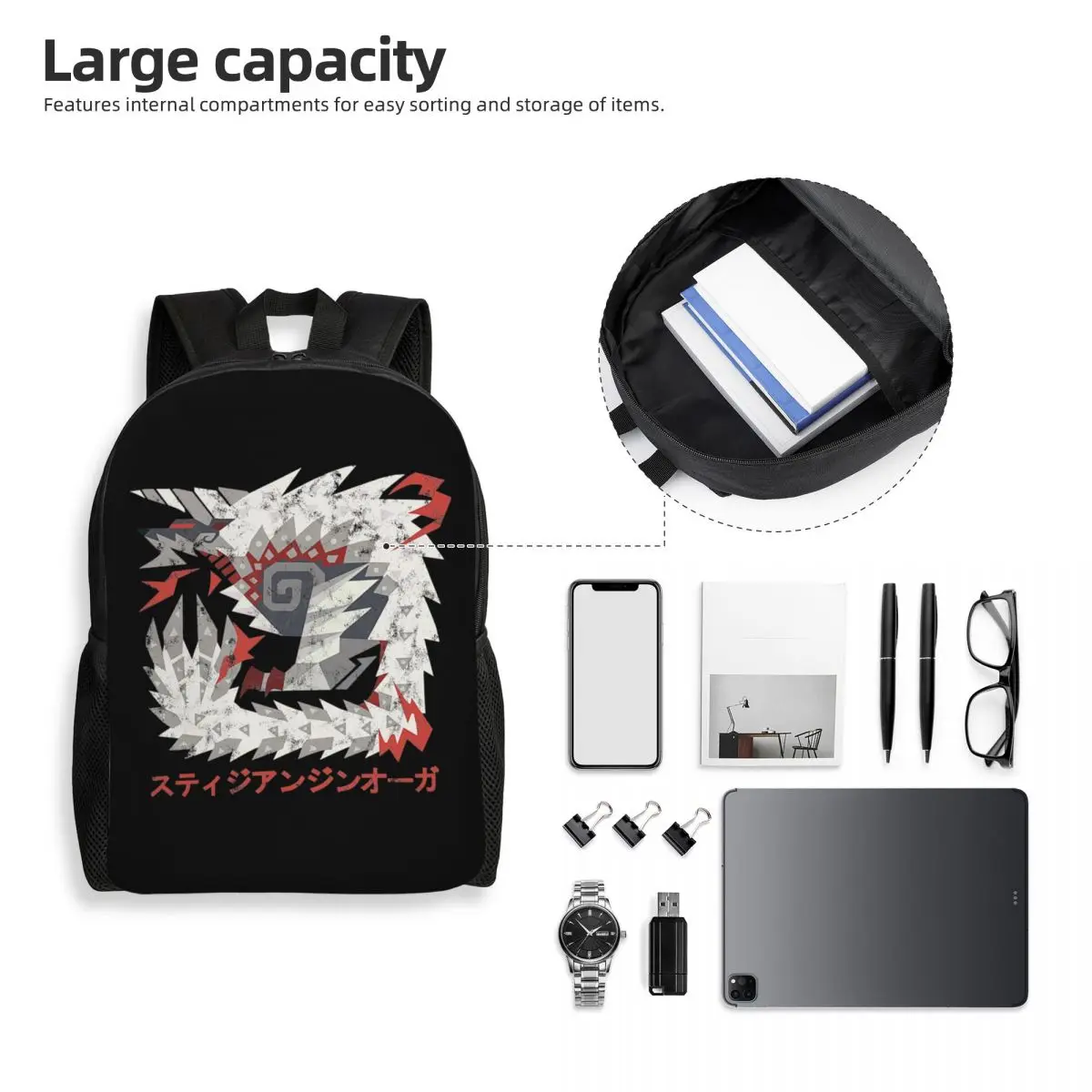 Monster Hunter Backpack Student Boys Girls BookBag School Bag Computer Shoulder Bags