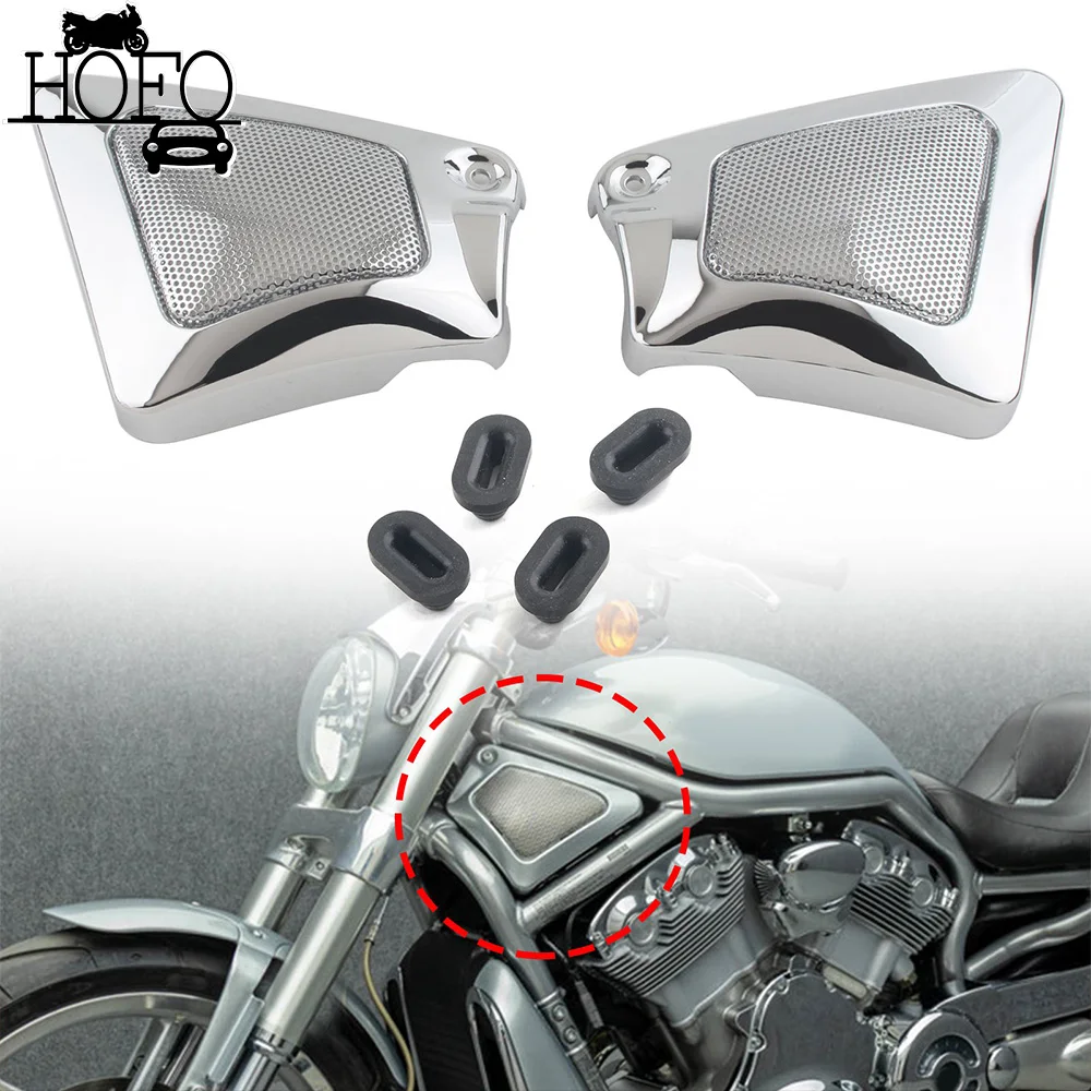 

1 Pair Chrome Motorcycle Side Covers Left Right Side Air Intake Covers Metal Mesh Grill For Harley Davidson V-Rod 2002-2006