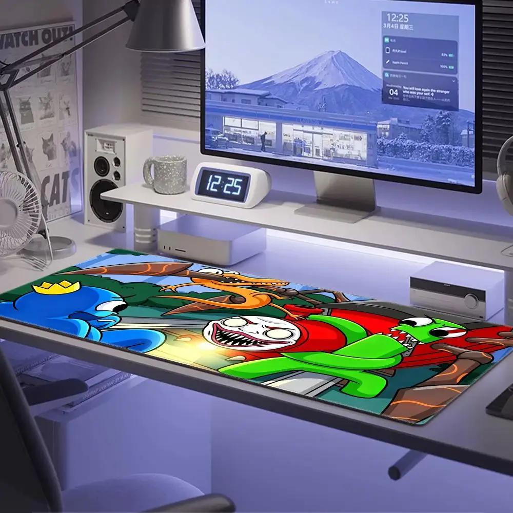 Cartoons R-Rainbow Friend Mouse Pad Large Desk Mat Keyboard Ergonomic Office Rubber Game Non-slip Anti-fray Home Custom HYBXAXC