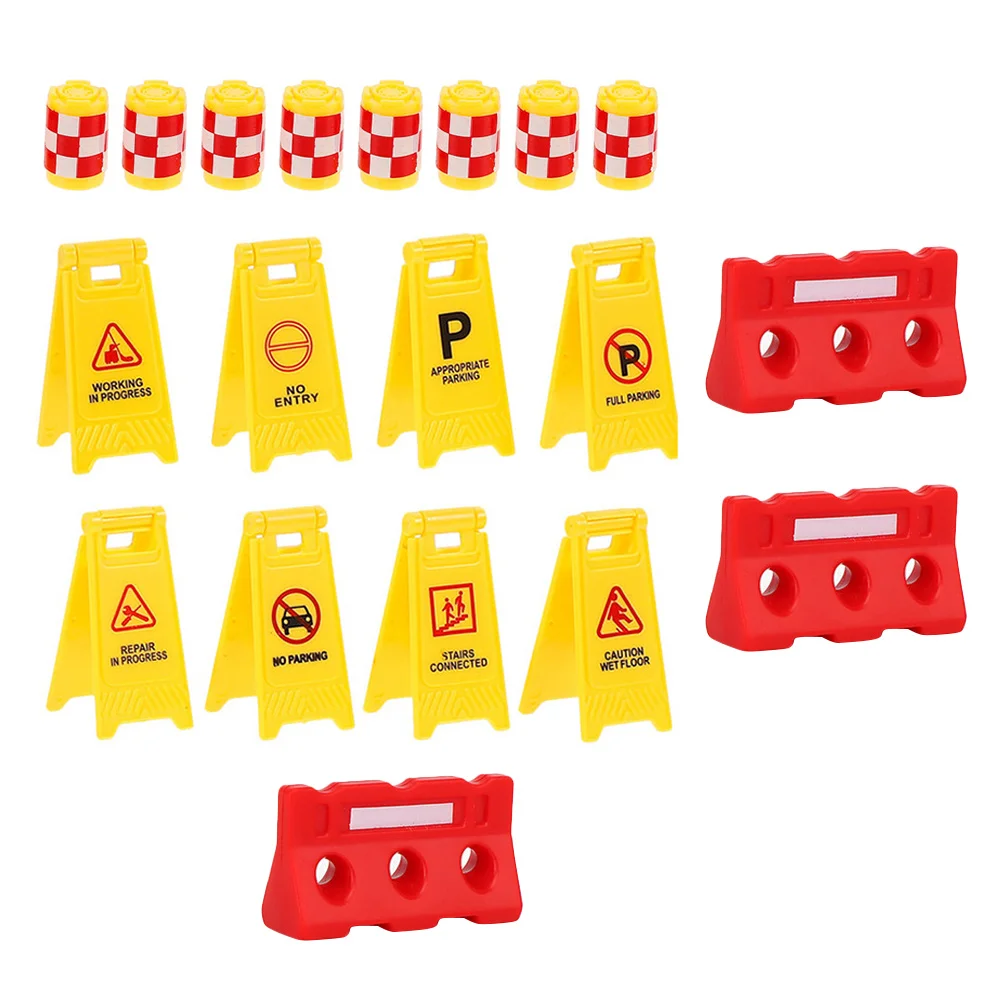 

Kids Toys Traffic Parking Lot Road Barrier Roadblock Sign Simulation Play Signs for Child