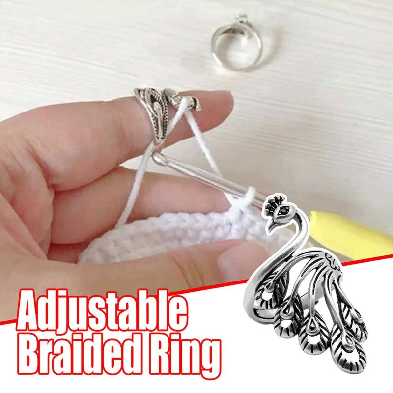 Anello aperto regolabile Anello per maglieria Anello ditale Strumenti per maglieria Anello all\'uncinetto Accessori per cucire Strumenti per