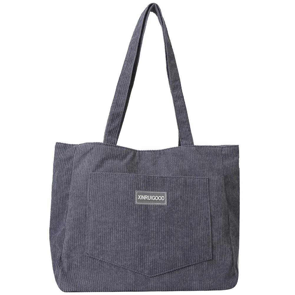 Sacola de veludo de veludo feminino com bolsos, compartimentos, Hobos sólidos, casual, compras, trabalho escolar