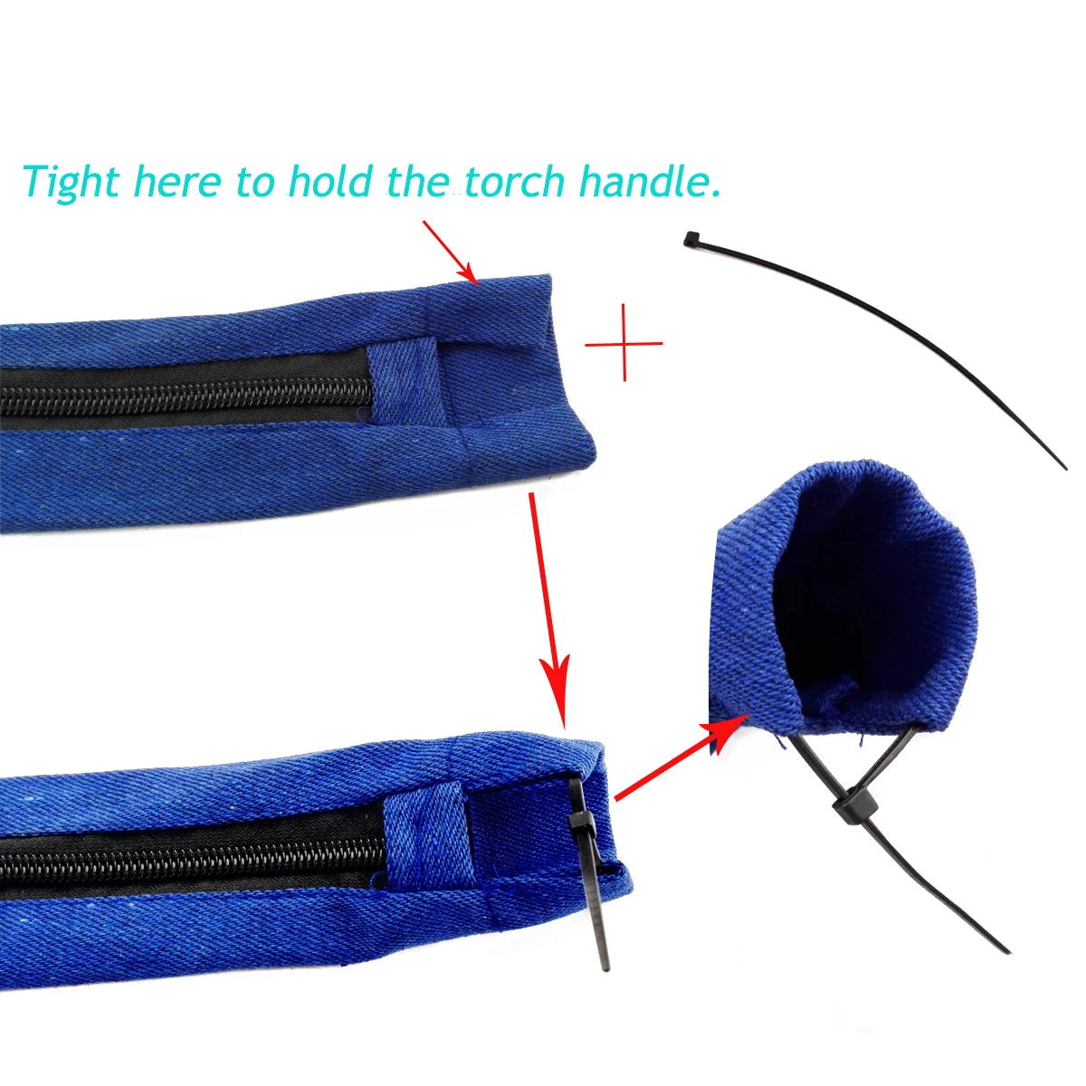 1PC Zipper Strip Welding Plasma Cutting Torch Jeans Cloth Cover Cable Hood 3.6M*5CM With Free Plastic Ribbon Fastener