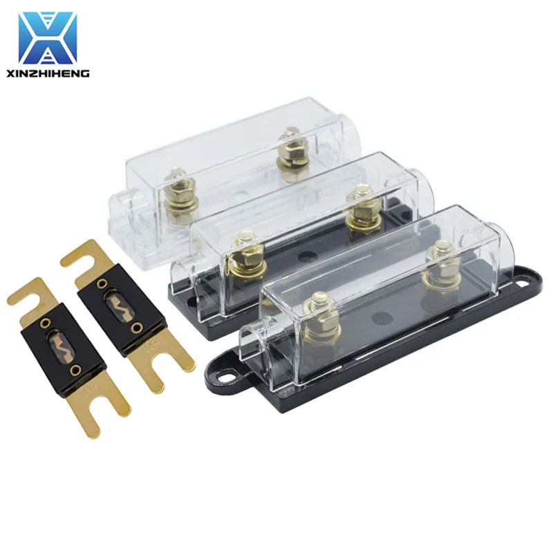 1Set ANL Car Fuse Box With AMP Fusible Fuse 60A 80A 100A 200A 300A 400A 500A Automotive Fuse Holders Bolt-on Installation Type