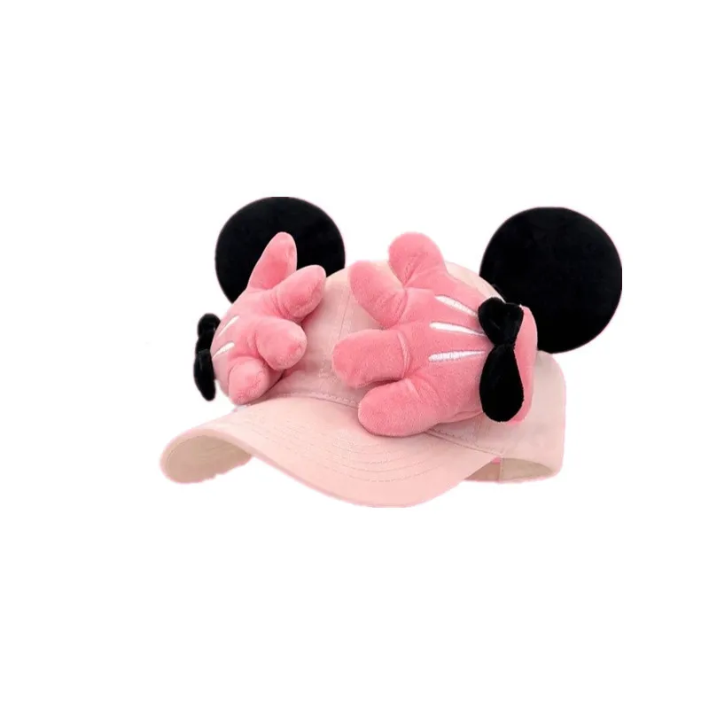 Roze schattige Mickey kleine hand honkbalhoed vrouwelijke cartoon creatieve gezichtsshow kleine eend tong hoed reizen zonnebrandcrème hoed meisje cadeau