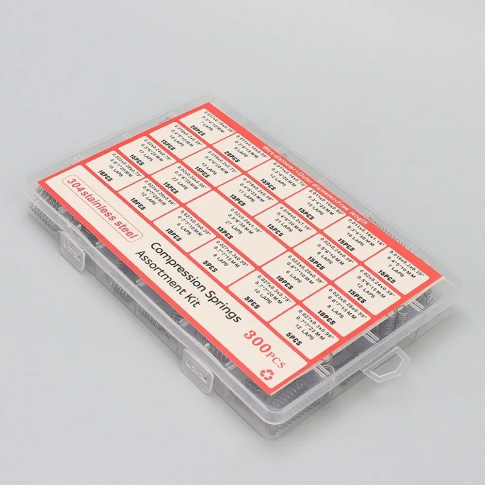 300PCS/box Tension Spring Compression Spring Assortment Kit 304 Stainless Steel DIY Tools Compression Spring Kit with 23 Sizes