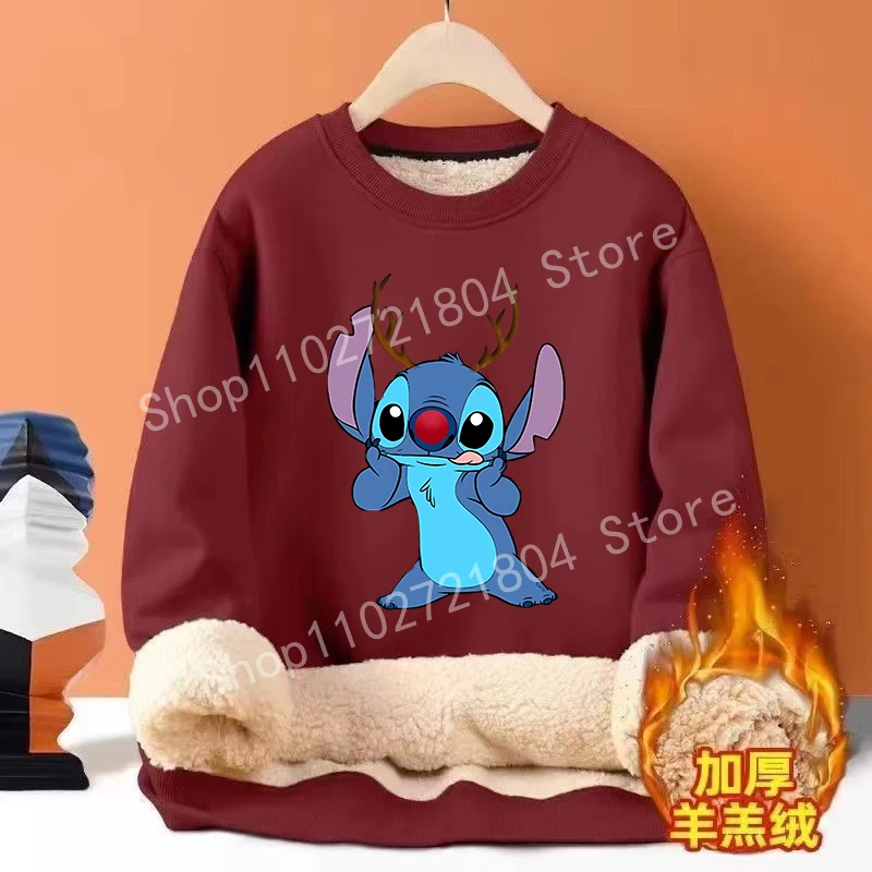 Sweat-shirt de Noël Disney Stitch, pull à col rond mignon, vêtements de fête de Noël College, cadeaux chauds d'anime, mode