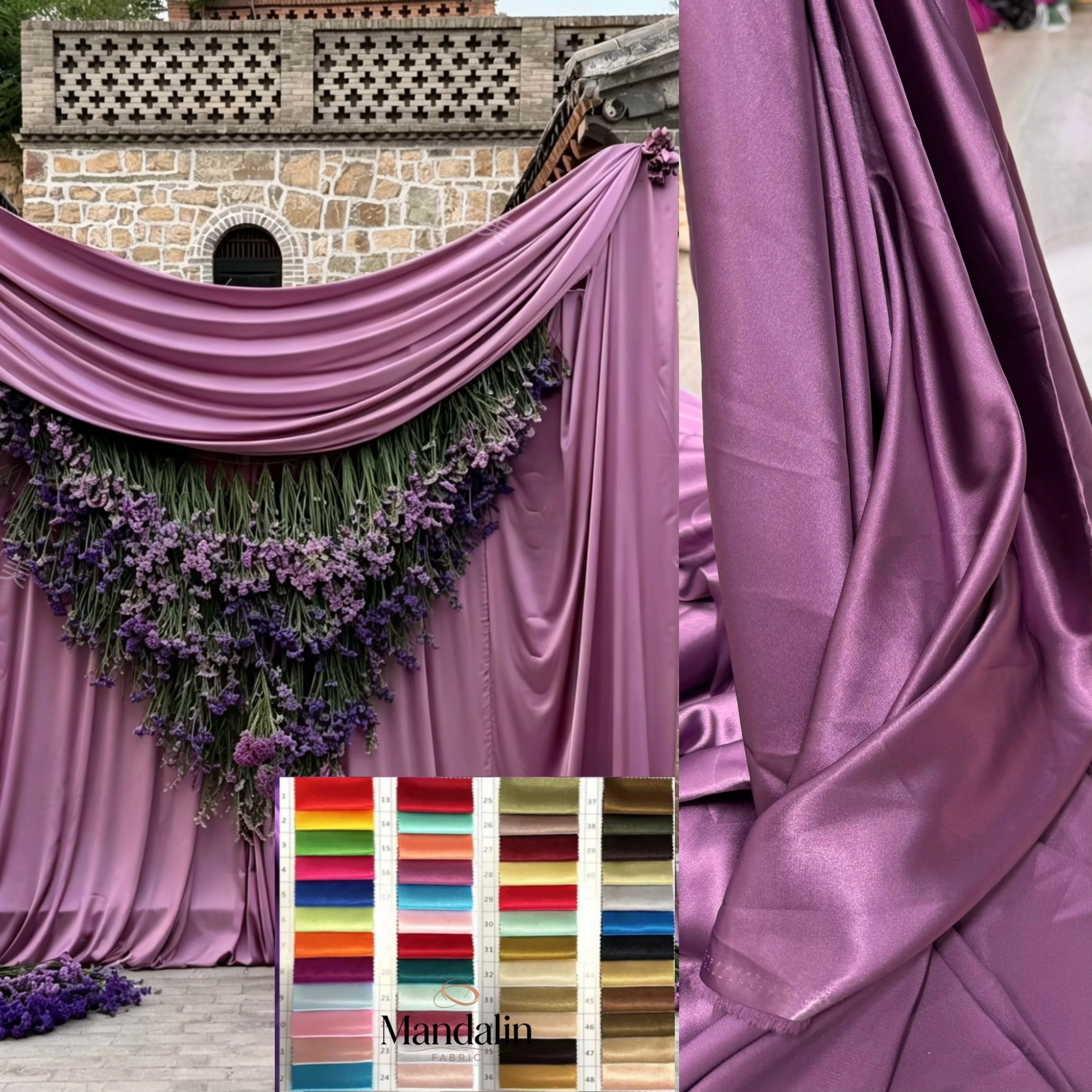 Soft Purple Orange Satin Non-Stretch Fabric for Wedding Dresses, Formal Gowns Backdrop Decor and DIY Craft Materials