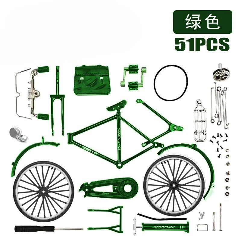 Eenvoudige Retro Demontage en Montage Versie Legering Fiets Model Montage Ornament Fiets 1:10 Model