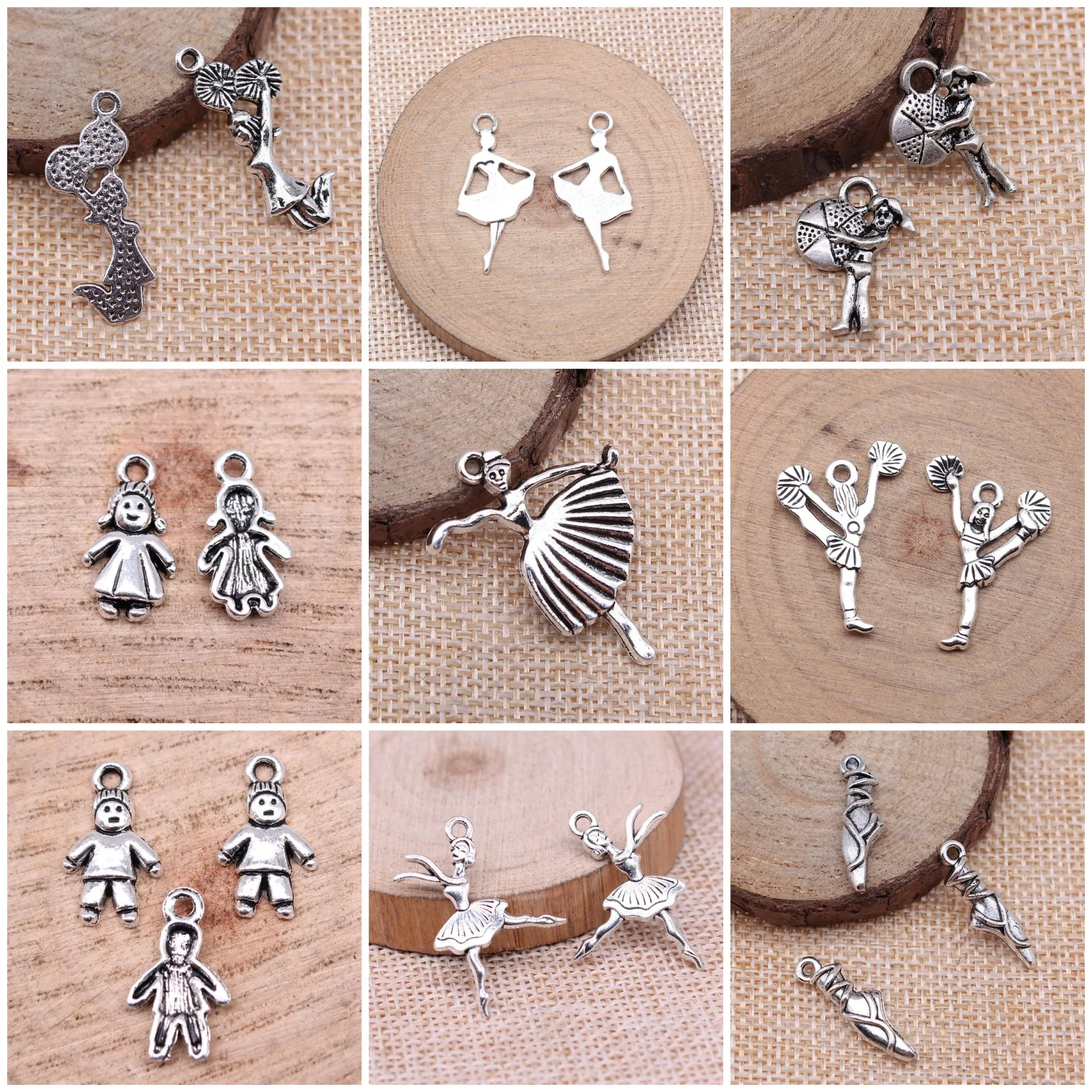 Vintage Dancing Boy And Girl Figure Charms Pendant For Jewelry Making Bracelet Necklace Craft Bulk